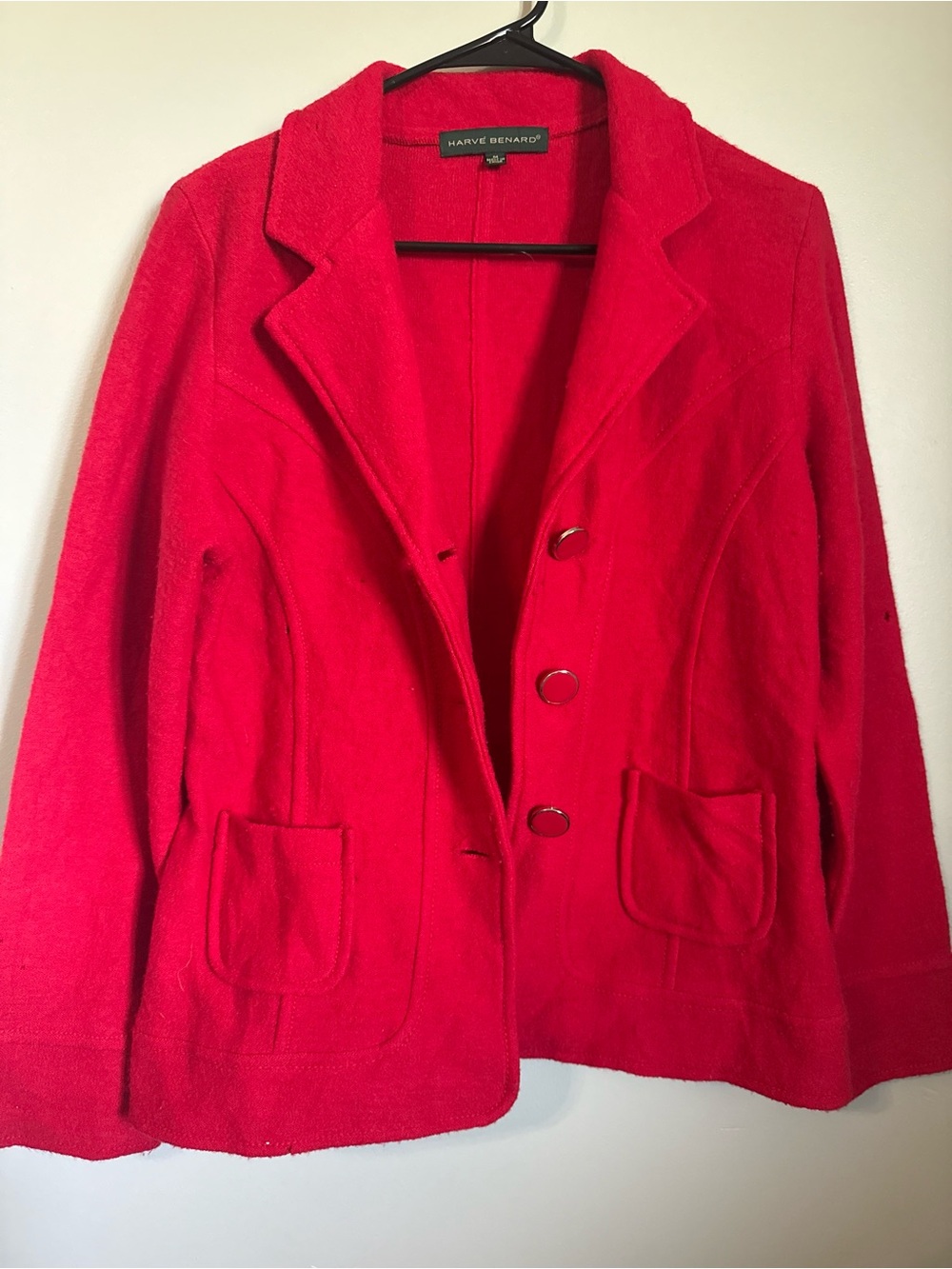 Harve Benard Bright Red Wool-Blend Blazer